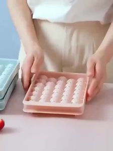 Round Ice Cube Tray Set 3 Trays 1 Ice Bin And Scoop Upgraded Ice Trays Circle Ice Cube Mold Tray for Cocktail Whiskey Coffee