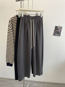 Slimming Effectiveness Loose Fit Womens High Waist Straight Leg Long Pants Cotton Polyester Blend Comfortable Casual Trousers