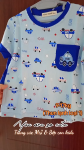 [9-17kg] Bộ tay ngắn thun lạnh Minky Mom in Ô tô cho bé trai