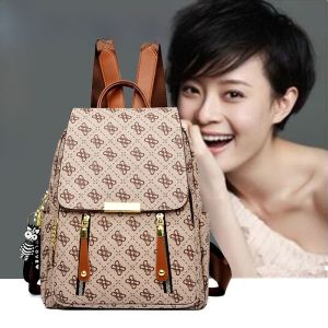 กระเป๋าเป้สะพายหลังหนังแท้สำหรับผู้หญิง กระเป๋าเดินทางแบบลำลอง ความจุขนาดใหญ่ กระเป๋าสะพายไหล่แบบสองข้าง กระเป๋าเดินทางสำหรับวัยรุ่น