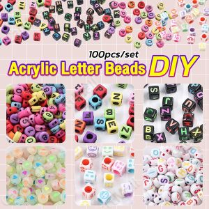 100pcs 4x7mm Acrylic Letter Beads Bead Flat Loose Spacer Alphabet Round Beads for Bracelet Jewelry Making