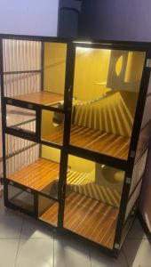 Kandang kucing alumunium 2 pintu jumbo fullset mainan