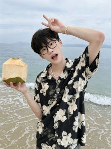 OUMULONG | Áo Sơ Mi Dáng Drape Chống Thấm Nhanh Cho Nam Đi Biển