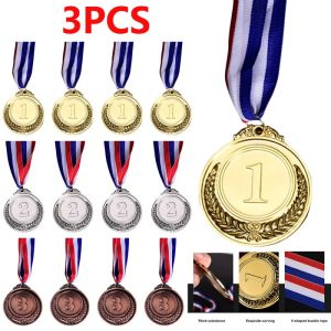 เหรียญสีบรอนซ์เงินทอง3ชิ้นสำหรับการแข่งขันเกมกีฬารางวัลของผู้ชนะของที่ระลึกกีฬากลางแจ้งสำหรับเด็กผู้ใหญ่