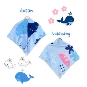 Voal Printing Instan Anak Motif Whale Paus / Hijab Instan Anak Motif Lucu
