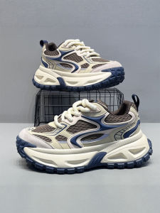 Trendy Mens Sport Shoes Anti-Slip Mesh Casual Heightening Dad Style Fall Season Breathable Comfortable Low Top Glue-Welded PVC