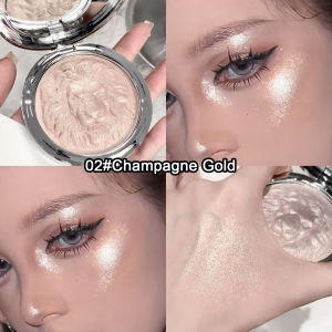 Three-Color Lion Shiny Highlight Soft And Delicate Powder Clear Pearlescent Glitter High Gloss Cream Makeup Pressed Powder