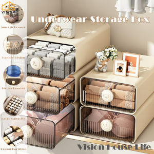 Vision กล่องเก็บของอเนกประสงค์แบบลิ้นชักกล่องเก็บชุดชั้นใน3ชั้นกล่องแยกชั้นชั้นใส่บรากล่องเก็บชุดชั้นในบ้าน