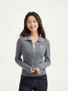 Hotwind | Wool-containing Zip Front Knit Jacket
