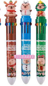 10 Color Christmas Retractable Ballpoint Pen Gel Pen School Stationery Supplies