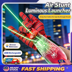 ZipString Spider Web Shooter Glow-in-the-Dark Rope Launcher USB Rechargeable Wrist Toy Automatic Retractable String Launcher Superhero Cosplay Prop Gift for Kids