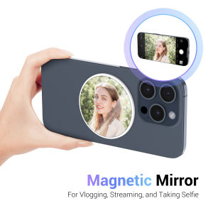 JJC Magnetic Selfie Mirror Rear Camera Selfie MagSafe Accessories for Apple Iphone 16 15 14 13 12 Pro Max Plus and More Andriod Smartphone Suit For Vlogging Live Streaming