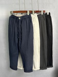 Penguindance | High-End Pure Linen Mens Summer Thin Casual Loose Business Casual Long Pants Breathable Comfortable Straight Leg Trousers