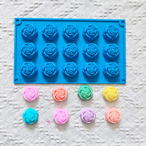 15 cavity rose shaped silicone mold for baking mousse cake 3D chocolate cream cake brownie French dessert mold