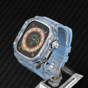 ชุดปรับเปลี่ยนเคสโปร่งใส Apple Watch Bands สำหรับ Iwatch เป็นสปอร์ตขนาด 49มม. - 45มม. - 44มม. - 41มม. - 40มม. - 40มม. - 9 - 8 - 7 - 6 - 5 - 4 (ไม่รวมแผนาลิกา)