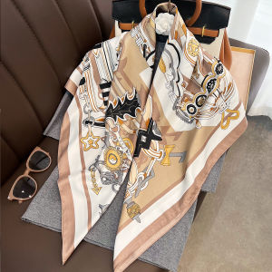 Fall and Winter New Arrival European Castle 90 Large Kerchief Easiest for Match Geometric Minimalist Silk Scarf Decoration Scarf Neck Protection Scarf Shawl