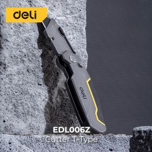 Deli T-Type Cutter / Pisau Kayu Lipat Material SK2 Isi Mata Pisau 5 pcs EDL006Z