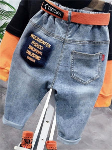 Spring 2023 New Style Kids Jeans Casual Loose Fit Boys Pants Versatile Long Trousers Trendy Family Matching Sports Wear