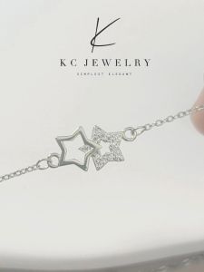 KC Jewelry S925 Silver - White Gold Plated Diamond Luminous Star Bracelet
