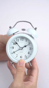 3 Inch Alarm Clock 3D Dial Metal Frame Non-Ticking with Backlight Loud Alarm Twin Bell