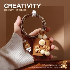 CrashStar 3D Cartoon Cute Sticker Charger Protection For iPhone 18W 20W Fast Charger Protective Case Charging Head Plug Protective Cover Date Cable Anti-break Protector Hot Sale