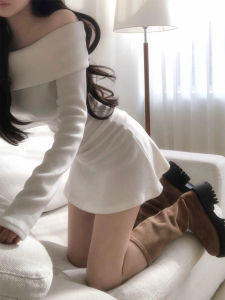 PEIZIXUAN | One-Shoulder Fitted Short Dress White Spring