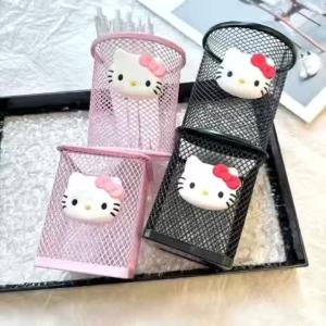Sanrio | Sanrio Hello Kitty Metal Makeup Brush Storage Bucket - Cute Metal Wire Pen Holder - School Office Desk Organ