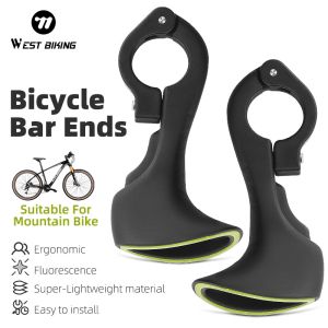 West Biking | WEST BIKING 1 Pair Bicycle Bar Ends Lightweight Ergonomic Bike Extension Handlebar MTB Bicycle Handlebar Grips Bike Accessories