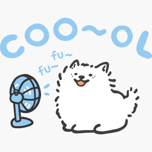 1Pc ‘COOL’ Summer Samoyed (Enjoying Fan Breeze) Heat Transfer Patches For Clothes DIY Washable T-shirts Iron-on Thermal Stickers