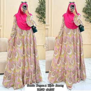 MUSLIMAH GAMIS SET HIJAB BERGO RAYON DIAMOND PREMIUM MIX JERSEY