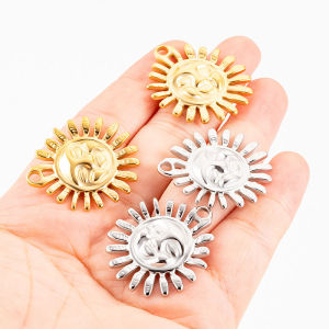 Stainless Steel Sun God Pendant Jewelry diy Necklace Bracelet Accessories Retro 18K Gold Smiley Charms