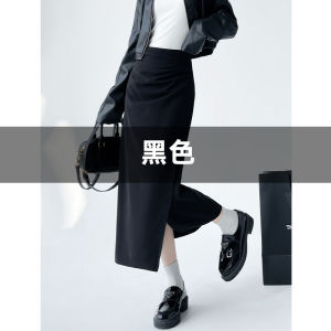 Gray Thickened Woolen A-Line Skirt High Waist Asymmetrical Slit Midi Skirt for Women Commute Style Winter Season