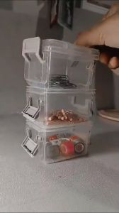3pcs Mini Stackable Storage Box Dust Proof Storage Box with Cover Transparent Plastic Jewelry Storage Box