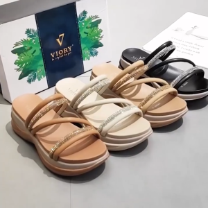 Sandal Wanita Wedges Best Seller Import | Sandal Hak 6cm Nyaman Anti Selip Kulit Premium Elegan