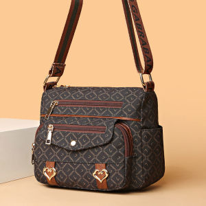 Middle-Aged and Elderly Womens Oxford Canvas Bag Multi-Pocket Shoulder Bag Ladies Mom Bag Messenger Bag Travel Backpack