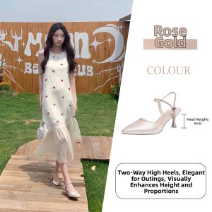 Josiny | Slender Heel Beautifying Pointed Toe Buckle Rhinestone Sandals
