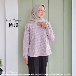 Inner tartan lengan panjang / inner daleman motif By fefa style