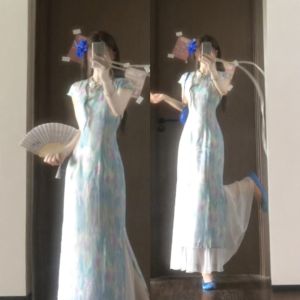 CHANGTONG | Elegant Gentle Dress Modified Cheongsam Slim Fitted Flared Skirt
