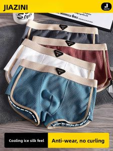 JIAZINI | Ice Silk Mens Underwear Breathable Moisture Wicking Thin Sporty Boxer Shorts Flat Angle Pants Loose Fit Youth Nylon Fabric