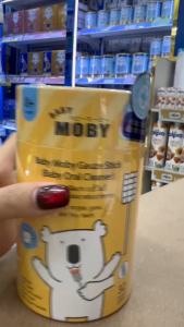 [Baby Moby] ผ้าก๊อซสเตอไรด์ ชนิดแท่ง (1 กระปุก) บรรจุ 32 แพค/กระปุก แบบหัวแบน