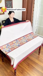 American 2-10Seat High-End Tablecloth PVC Printing Waterproof Anti-Oil-Stain Heat Resistant Dining Table Cover