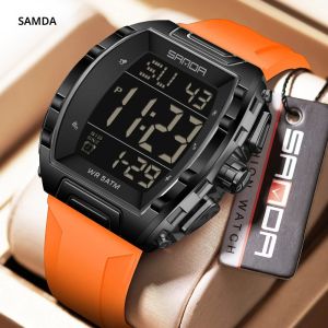 Sanda ใหม่ 6286 แฟชั่นหรูหราผู้ชายนาฬิกาอิเล็กทรอนิกส์กีฬากันน้ําปฏิทินนับถอยหลังไฟกลางคืนผู้ชายนาฬิกาอิเล็กทรอนิกส์