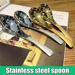 Ins Stainless Steel Korea Soup Spoons Home Kitchen Ladle Capacity Gold Silver Mirror Polished Flatware For Coffee Tableware