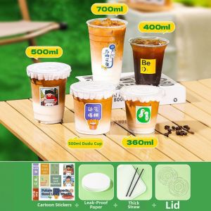 Disposable Coffee and Milk Tea Cups with Lids