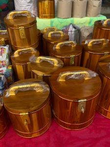 ถังเงินถังทองออมสินไม้สักแท้ ดีไซน์หรูหรา ดีไซน์มินิมอล ขนาด 8/10 ชิ้น