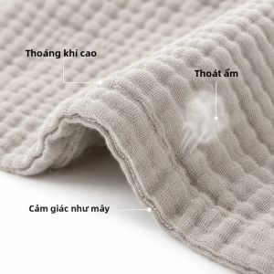 Khăn Quấn Tắm Sáu Lớp Gạc 100% Cotton Siêu Mềm Mại Thoáng Khí Màu Xám Dùng Làm Khăn Che Đầu Gối Cho Trẻ Em Dùng Được Ở Nhà Khách Sạn Khi Đi Du Lịch