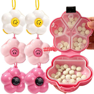 Multi-grid Portable Medicine Case / Lightweight Flower Shaped Pill Organizer / Waterproof Travel Storage Box / Dual-use Container for Medication and Jewelry