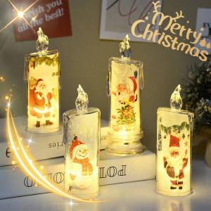 Christmas Candle Light LED Flameless Candles Santa Snowman Elk Christmas Candle Light Decorations Creative Gifts