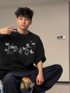 Casual Cotton Hip Hop Oversize Short Sleeve Mens T-Shirt Summer Trendy Brand Print round Neck Antibacterial Regular Fit T-Shirt