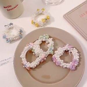 Korean Cute Pearl Beads Elastic Hair Ponytail Scrunchies Girl Hair Ties Fashion Accessories